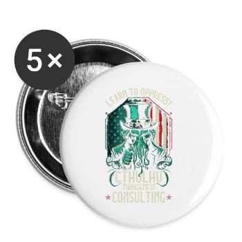 Cthulhu Management Consulting, Funny Cosmic Horror - Buttons small 1''/25 mm (5-pack) - white - Front