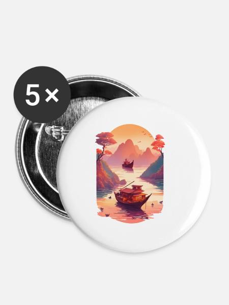 Sunset Serenade, Ninh Binh - Buttons klein 25 mm (5er Pack) - Weiß