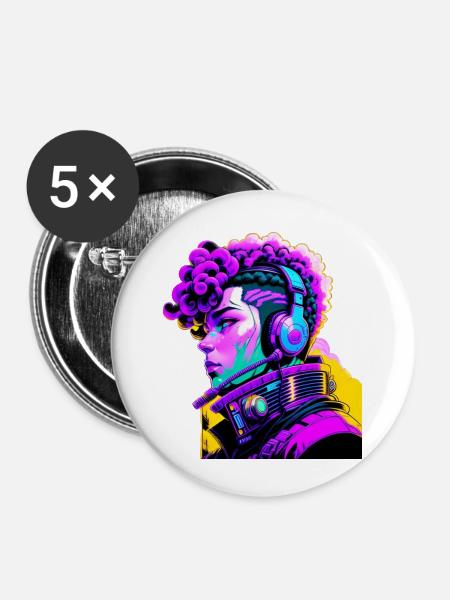 Musik Cyborg Headset - Buttons klein 25 mm (5er Pack) - Weiß