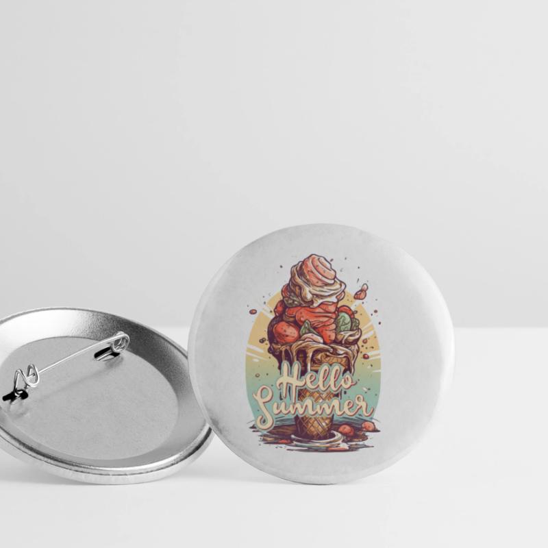 Hello Summer Eis Eiscreme Eisdiele Buttons klein 25 mm (5er Pack)