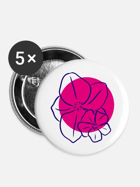 Flower Blume Pflanze - Buttons klein 25 mm (5er Pack) - Weiß