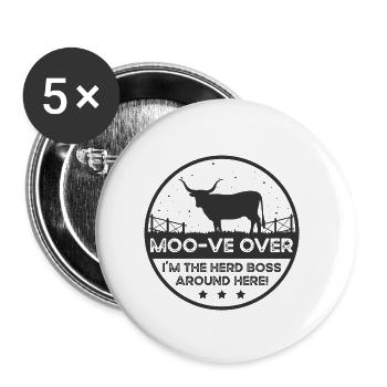 Moo -ve Über Kuh - Texas Longhorn - Buttons klein 25 mm (5er Pack) - Weiß - Vorne