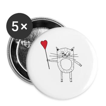 I love cat - Buttons small 1''/25 mm (5-pack) - white - Front