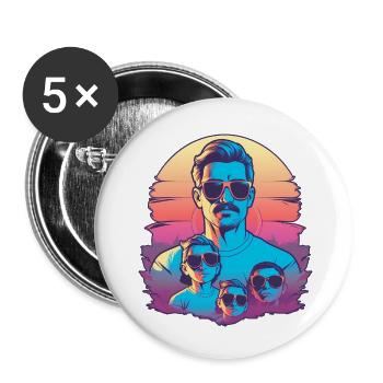 Papa cool avec des enfants - Lot de 5 petits badges (25 mm) - blanc - Devant