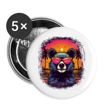 birthday present idea panda bear birthday - Buttons klein 25 mm (5er Pack) - Weiß - Vorne