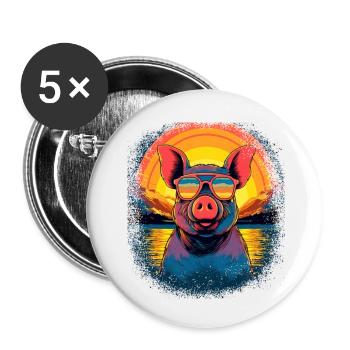 Blagues géniales Refuge pour animaux présents au porc - Lot de 5 petits badges (25 mm) - blanc - Devant