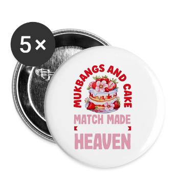 Mukbang and Cake - Buttons small 1''/25 mm (5-pack) - white - Front
