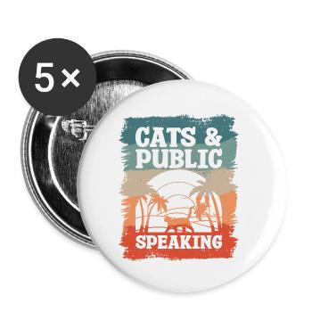 Cats & Public Speaking Speech Speaker - Buttons small 1''/25 mm (5-pack) - white - Front