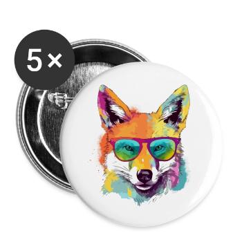 Kar the coyote - Buttons small 1''/25 mm (5-pack) - white - Front