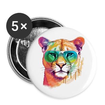 Pole le cougar - Lot de 5 petits badges (25 mm) - blanc - Devant