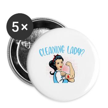 Need A Cleaning Lady - Buttons klein 25 mm (5er Pack) - Weiß - Vorne