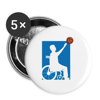 Fauteuil roulant - Lot de 5 petits badges (25 mm) - blanc - Devant
