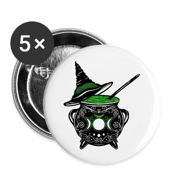 Hexenkessel Hexenhut Hexen Walpurgisnacht - Buttons klein 25 mm (5er Pack) - Weiß - Vorne