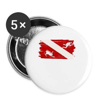 Diving Flag Funny Diving Lovers Ocean - Buttons small 1''/25 mm (5-pack) - white - Front