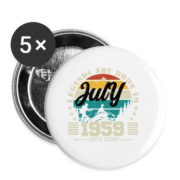 July 1959. Birthday gift July 1959. - Buttons small 1''/25 mm (5-pack) - white - Front