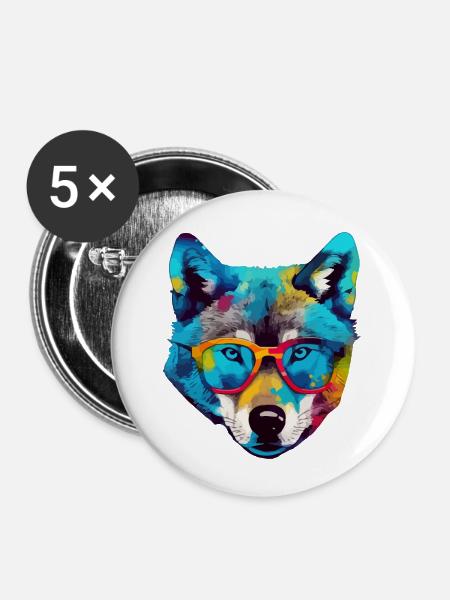 Bil der Brillenwolf - Buttons klein 25 mm (5er Pack) - Weiß