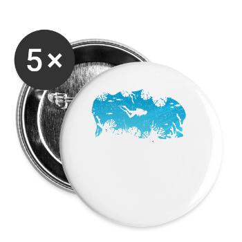 Diving Coral Reef Ocean Diver Silhouette - Buttons small 1''/25 mm (5-pack) - white - Front