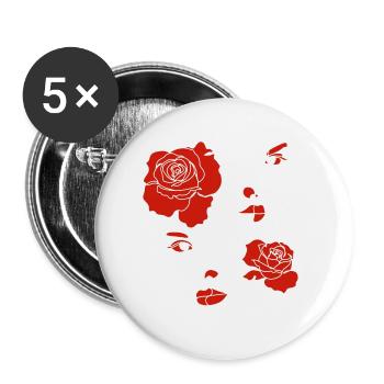 GESICHTER VON FRAUEN MIT BLUMEN - Buttons klein 25 mm (5er Pack) - Weiß - Vorne