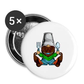 Garden gnome in gardening - Buttons small 1''/25 mm (5-pack) - white - Front