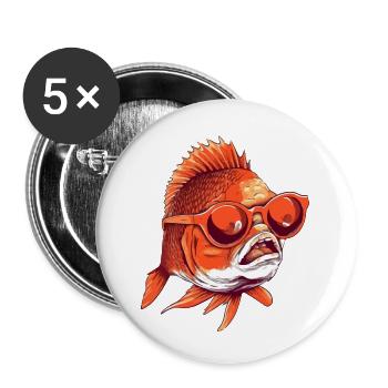 Bib le poisson rouge - Lot de 5 petits badges (25 mm) - blanc - Devant