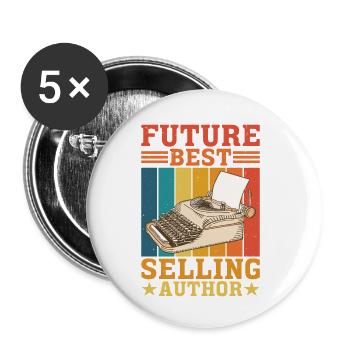 Future Best Selling Author - Buttons small 1''/25 mm (5-pack) - white - Front