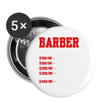 Barbier Taux horaire - Lot de 5 petits badges (25 mm) - blanc - Devant