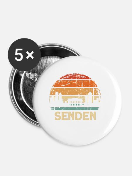 Senden - Buttons klein 25 mm (5er Pack) - Weiß