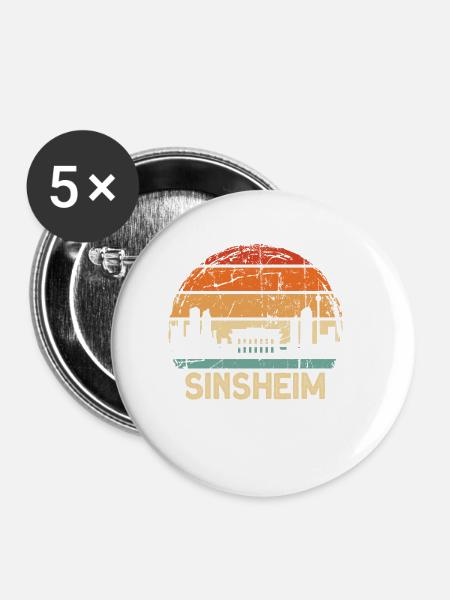 Sinsheim - Buttons klein 25 mm (5er Pack) - Weiß