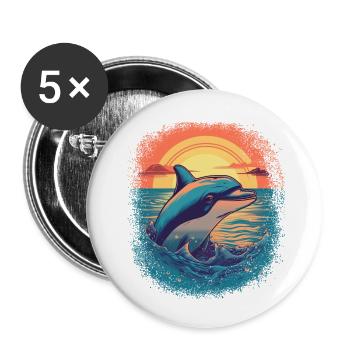 Awesome Marine Mammals Water Geek Fisherman Child - Buttons small 1''/25 mm (5-pack) - white - Front