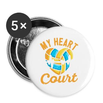 My heart is on the court volleyball player - Buttons small 1''/25 mm (5-pack) - white - Front