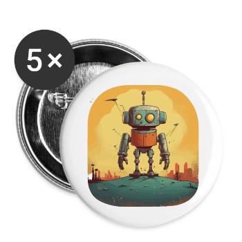 Robot - Buttons klein 25 mm (5er Pack) - Weiß - Vorne