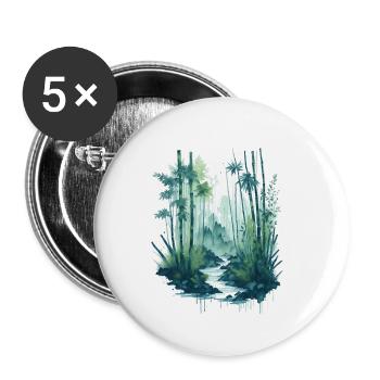 Aquarell Bambusmalerei - Buttons klein 25 mm (5er Pack) - Weiß - Vorne