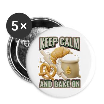 Baking bread, baker, bakery, 3d, funny saying - Buttons small 1''/25 mm (5-pack) - white - Front