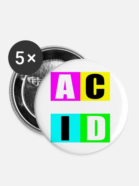 Acid-House-Musik - Buttons klein 25 mm (5er Pack) - Weiß