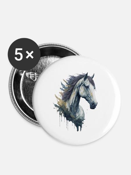 Anmutiges elegantes Aquarell Pferd - Buttons klein 25 mm (5er Pack) - Weiß