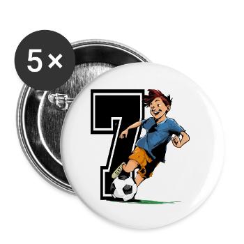 7 Year Old Footballer & Soccer Children's Birthday Party - Buttons small 1''/25 mm (5-pack) - white - Front