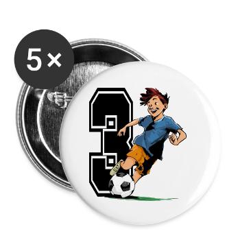 3 Year Old Footballer & Soccer Children's Birthday Party - Buttons small 1''/25 mm (5-pack) - white - Front