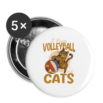 I love volleyball and cats kitty workout - Buttons small 1''/25 mm (5-pack) - white - Front