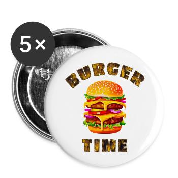 Burger-Zeit - Buttons klein 25 mm (5er Pack) - Weiß - Vorne