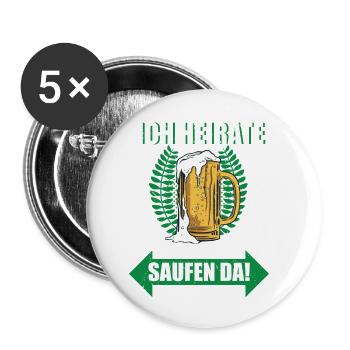 JGA Junggesellenabschied Bräutigam Hochzeit Bier - Buttons klein 25 mm (5er Pack) - Weiß - Vorne