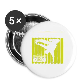 breakdance hip hop - Buttons klein 25 mm (5er Pack) - Weiß - Vorne