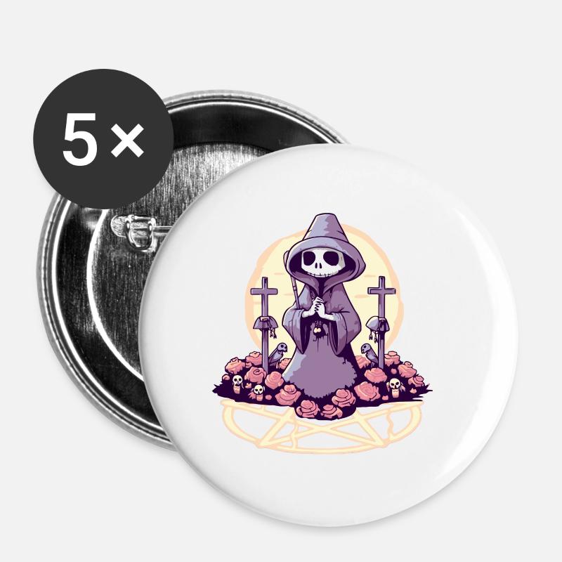 Pastel Goth Kawaii Cute Death Grim Reaper - Buttons small 1''/25 mm (5-pack) - white