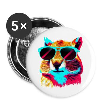 hamster cool - Buttons klein 25 mm (5er Pack) - Weiß - Vorne