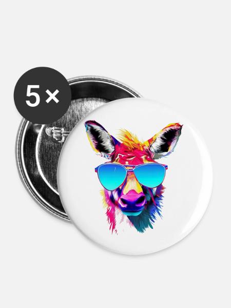Animal cool - Buttons klein 25 mm (5er Pack) - Weiß