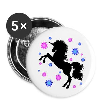Einhorn Schatten - Buttons klein 25 mm (5er Pack) - Weiß - Vorne