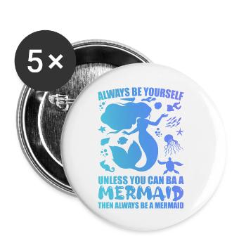 Meerjungfrau - Meerjungfrau - Meerjungfrauen-Trupp - Buttons klein 25 mm (5er Pack) - Weiß - Vorne