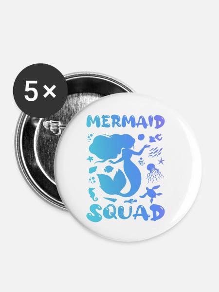 Meerjungfrauen-Trupp - Buttons klein 25 mm (5er Pack) - Weiß