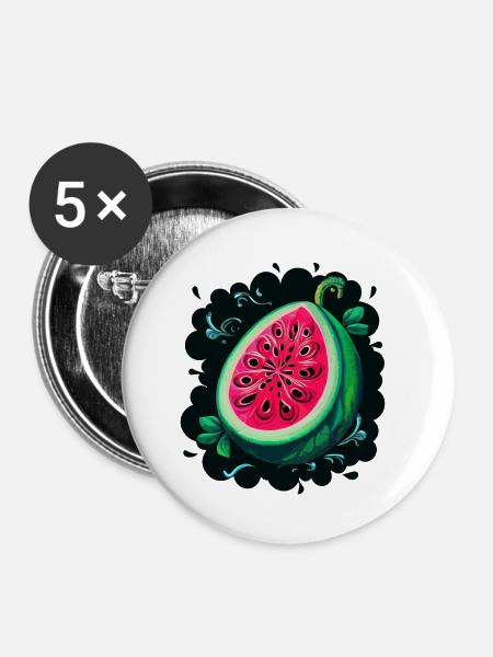 WASSERMELONE - Buttons klein 25 mm (5er Pack) - Weiß