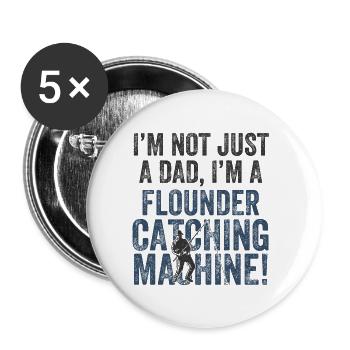 Daddy catches - flounder fishing - Buttons small 1''/25 mm (5-pack) - white - Front