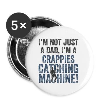 Daddy Catches – Crappies Fishing - Buttons small 1''/25 mm (5-pack) - white - Front